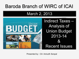 Indirect Taxes – Analysis of Union Budget 2013-14