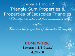 Chapter 4.1 Notes: Apply Triangle Sum Properties