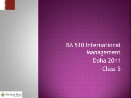 BA 510 International Management - School of Business Administration