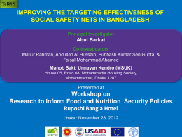 Improving the targeting effectiveness of social safety nets