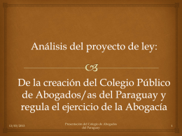 Análisis del proyecto de ley - Colegio de Abogados del Paraguay