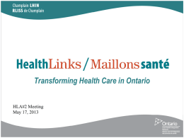 Transforming Health Care in Ontario