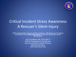 Critical Incident Stress - Ohio Special Response Team