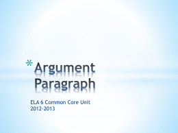 Argument Paragraph Unit Powerpoint