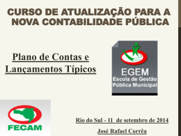 Plano de Contas e Lan&ccedil;amentos T&iacute;picos