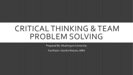 IIBA Critical thinking & Team Problem solving