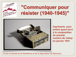 "Communiquer pour résister (1940-1945)" - missiontice.ac