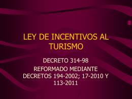 LEY DE INCENTIVOS AL TURISMO 2013