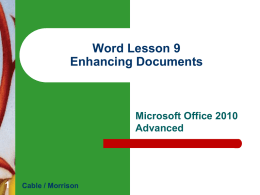 Word Lesson 9 Enhancing Documents Microsoft Office 2010