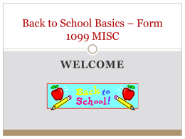 Back to School Basics * Form 1099 MISC