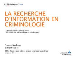 La recherche d`information en criminologie