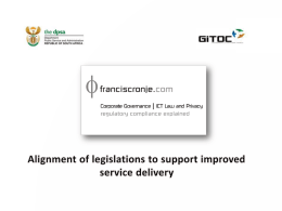 Alignment of legislations to support improved service delivery
