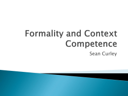 Sean Curley Formality Presentation