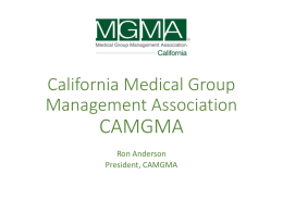 California MGMA Updates - American Association of Healthcare