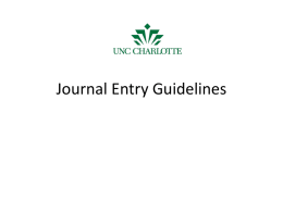 Journal Entry Guidelines