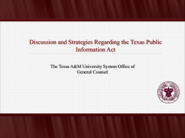 public information - The Texas A&M University System