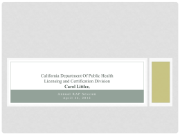 California department of public health Center for health care quality