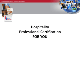 Hospitality Professional Certification FOR YOU - CHA