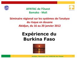 Présentation du Burkina Faso sur l`analyse du risque
