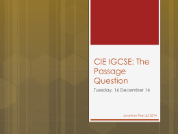 CIE IGCSE: The Passage Question