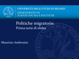 Politiche migratorie -prima parte - Dipartimento di Scienze sociali e