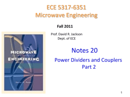 Notes 20 - Power dividers and couplers part 2