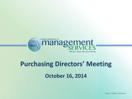 October 16, 2014 - Purchasing Directors` Meeting