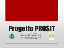 Progetto PROSIT - CCIAA di Varese