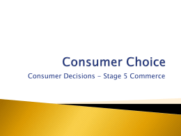 Consumer Decisions - Study Is My Buddy 2014