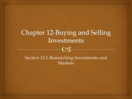Chapter 12-Buying and Selling Investments