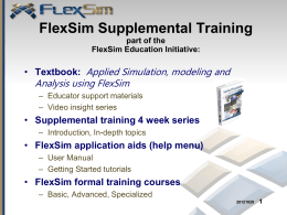 Online Session 1 - FlexSim Simulation Software