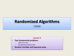 Lecture 3: Two important problems involving Balls into Bin and