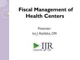 Fiscal Management of Health Centers – Ira Rothblut
