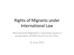 Rights of Migrants under International Law - IDEA