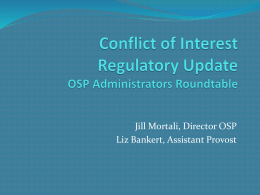 Conflict of Interest Regulatory Update