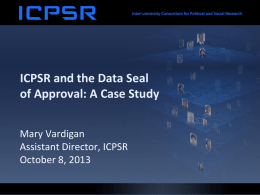 Case study 2: ICPSR - Data Seal of Approval
