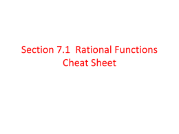 Cheat sheet for Section 7.1