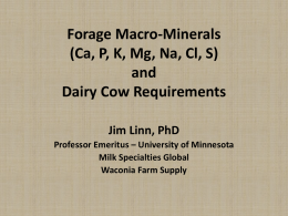 Macro-Minerals in Forages and Dairy Cow Requirements