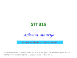 Lecture 6-7, May 28-30,2014 - Department of Statistics and Probability