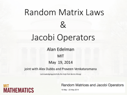 Random Matrix Laws & Jacobi Operators