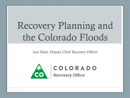 Recovery Planning and the Colorado Floods