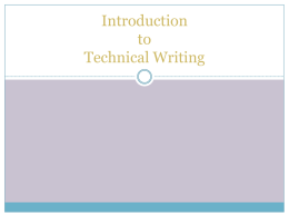Introduction to Tech Writing