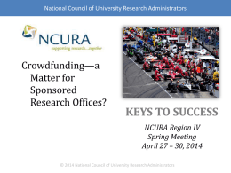 KEYS TO SUCCESS NCURA Region IV Spring Meeting April 27