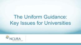Uniform Guidance: Key Issues for Universities (NCURA Webcast