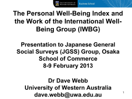 The Personal Well-Being Index and the Work of the International