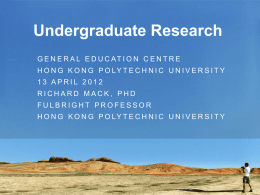 Powerpoint of Undergraduate Research from Prof. Richard Mack