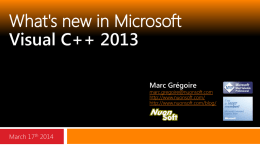 Presentation: “What`s new in Visual C++ 2013″ by Marc Gregoire