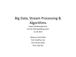 Big Data, Stream Processing & Algorithms