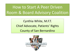 How to Start A Peer Driven Room & Board Coalition
