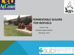 Fermentable Sugars for Biofuels Donal Day (LSU) - UNO-EF